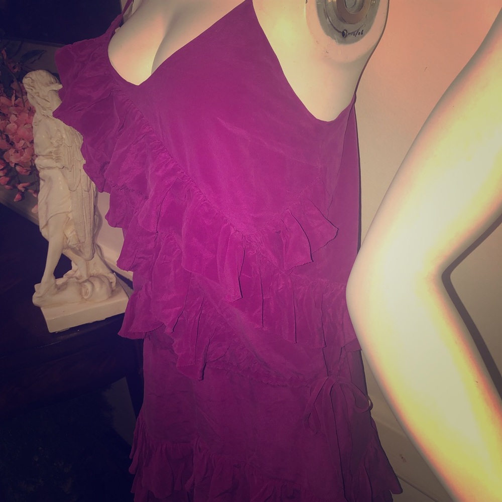 Banana Republic Purple Silk Ruffle Dress